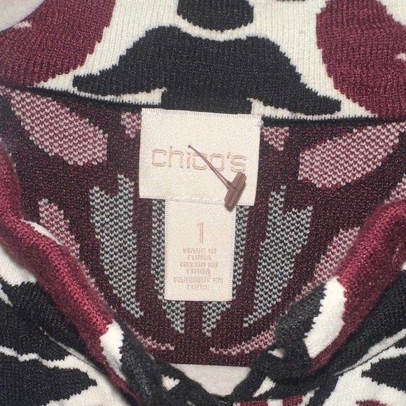 Chico's Black, White, and Red Patterned Cape - Picture 6 of 6